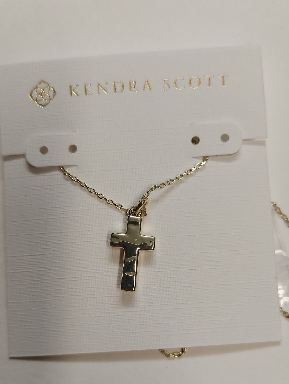 Cross Gold Pendant Necklace in White Lab Grown Opal - Picture 5 of 7